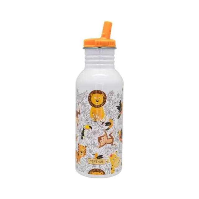 Nerthus Παιδικό Μπουκάλι Αλουμινίου (500ml) με καλαμάκι: Lion