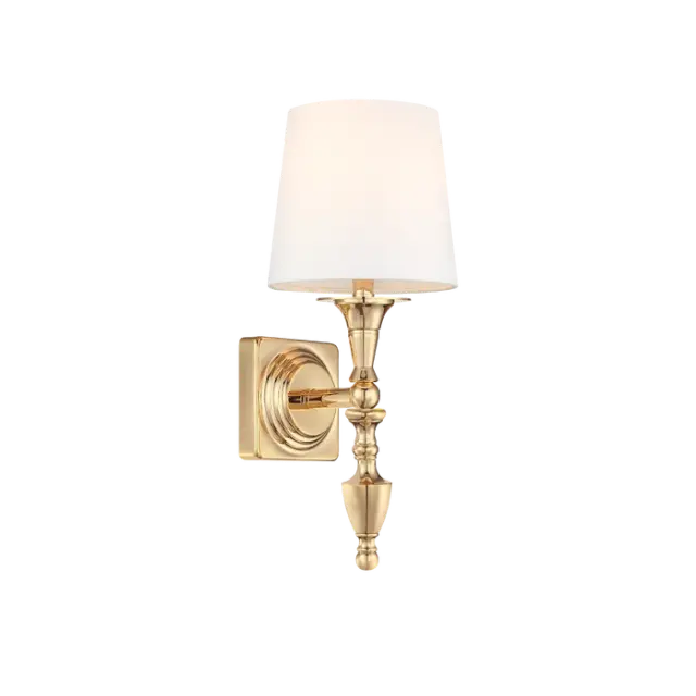 Sconce Austin W01125AU-WH χρυσό με λευκό καπέλο – κομψό και αρμονικό φωτιστικό τοίχου
