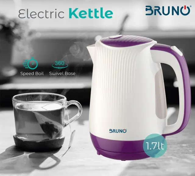 BRUNO ηλεκτρικός βραστήρας BRN-0001, 2200w, 1.7lt, βάση 360°, LED 2