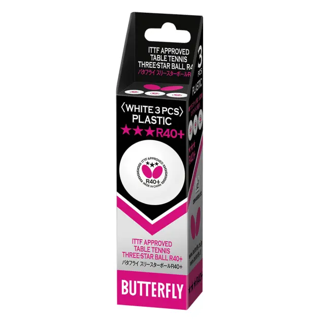 Μπαλάκια Πινγκ-Πονγκ Butterfly Three Star R40+ 3τμχ-4906901203181