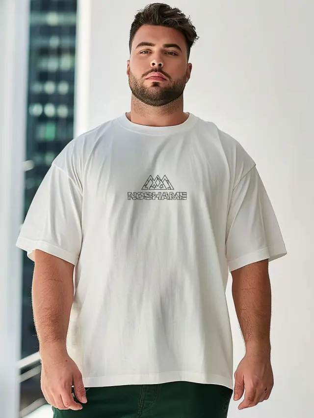 T-shirt Noshame® Λευκό με τύπωμα - P122444 - 3XL