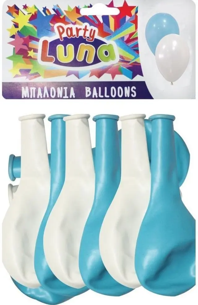 Luna Party Μπαλόνια 24 Τμχ Σιελ/Λευκό (000088932)