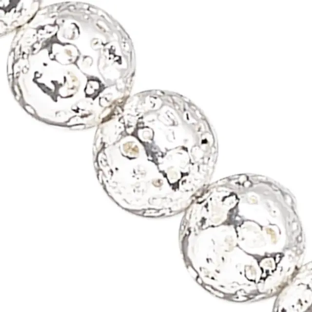 Επιμεταλλωμένη Χάντρα Lava Rock - Silver - Ø10mm ~39τεμ