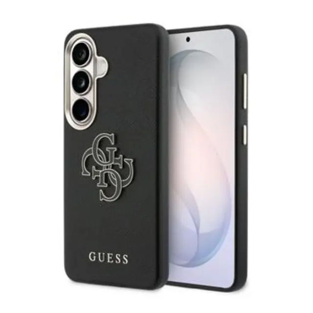 Guess PU Grained 4G Resin Metal Logo Case for Samsung Galaxy S26+ Black