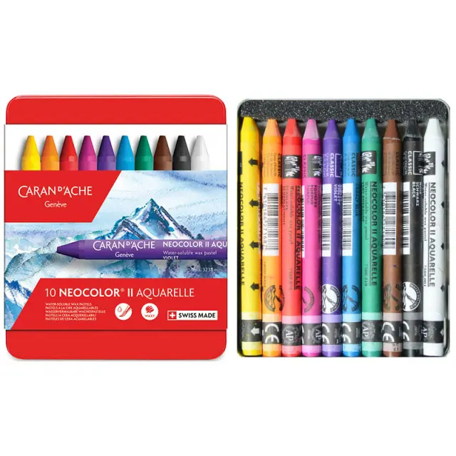 Σετ Υδατοδιαλυτά Παστέλ Κεριού Caran d'Ache Neocolor II, 10 Χρώματα