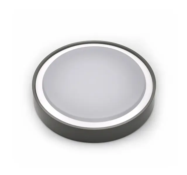 LED ΠΛΑΦΟΝΙΕΡΑ PC ΣΤΡΟΓΓΥΛΗ Φ260mm 15W 4000K IP65 ΓΚΡΙ
