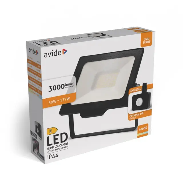 Avide Προβολέας LED SMD 30W NW 4000K με Προαιρετικό PIR 15.001.2115 2