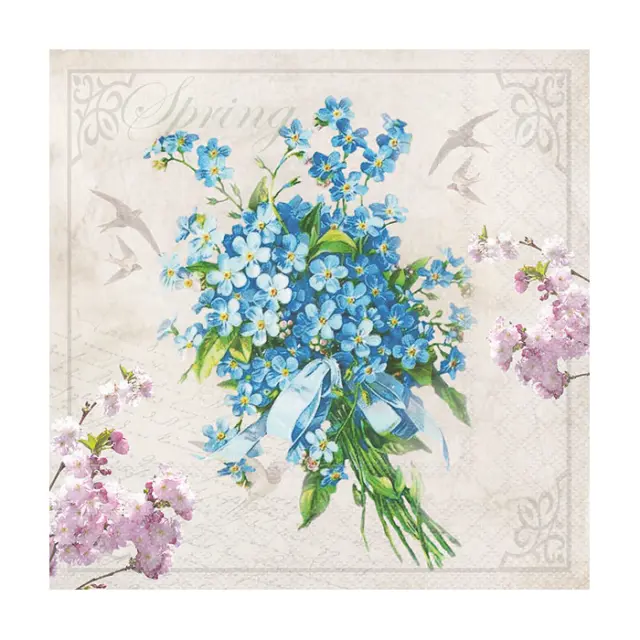 Χαρτοπετσέτα για decoupage, 1τεμ, Λουλούδι Forget me not γαλάζιο
