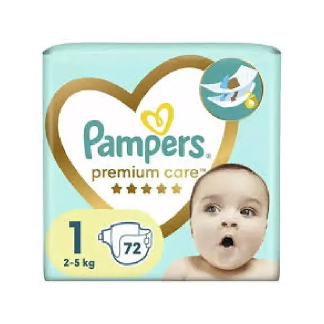 Pampers Premium Care Newborn No.1 (2-5kg), Βρεφικές Πάνες No 1, 72τεμ