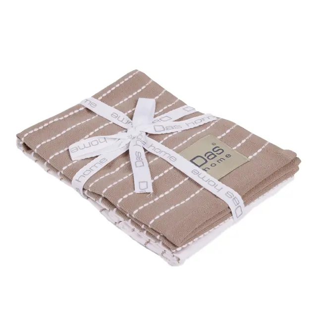 Πετσέτες Κουζίνας Σετ 2Τεμ 30x50 Das Home 0825 Taupe-White 100% βαμβακερό 2