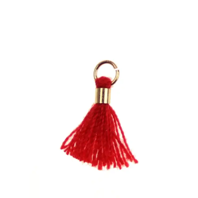 Φούντα με Κρικάκι Gold 12mm - Red - 4τεμ
