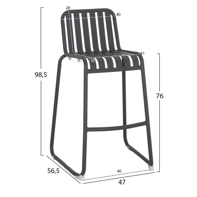 ΣΚΑΜΠΟ ΜΠΑΡ ΑΛΟΥΜΙΝΙΟΥ FB96341.01 ΓΚΡΙ 47x56,5x98,5Υεκ. 2