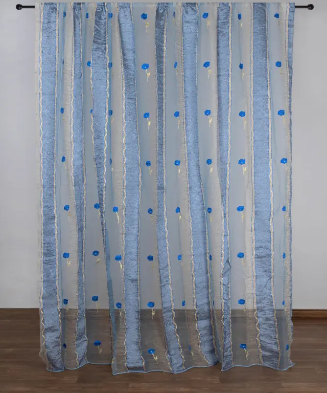 Κουρτίνα sl119 (280cm x 300cm) με τρέσα μπλέ - -