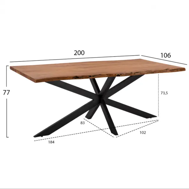 Τραπέζι τραπεζαρίας Montana Superior μασίφ ακακίας 200x85-110x77 εκ. 2
