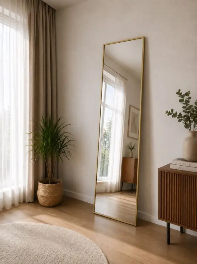 Stewehome Καθρέφτης ορθογώνιος χρυσός για τοίχο 180x50 cm 2