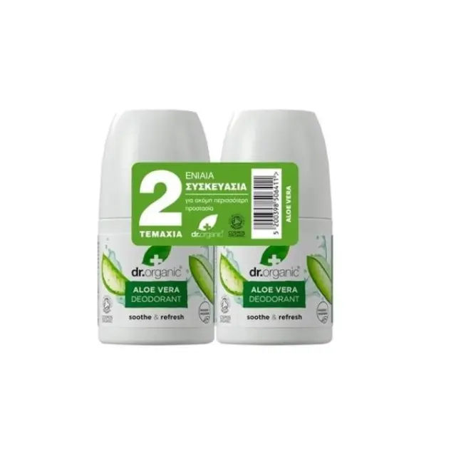 Dr. Organic Αποσμητικό με Αλόη Roll-On 2x50ml