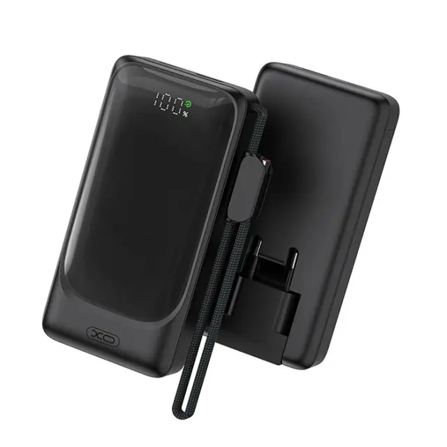 Powerbank 10.000 mAh με 2 θύρες USB (1x USB-A, 1x USB-C), βύσμα EU κι ενσωματωμένο καλώδιο Type-C