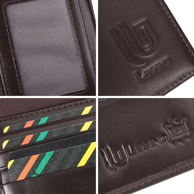 Καφέ Δερμάτινο Ανδρικό Πορτοφόλι RFID Μεγάλης Χωρητικότητας 2