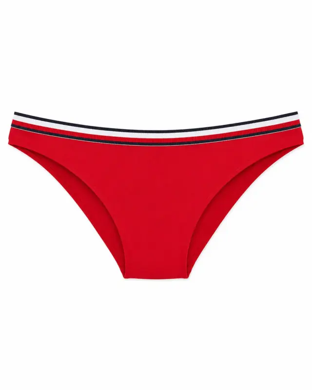 Tommy Hilfiger Γυναικείο Κόκκινο Bikini Slip με Ριγέ Λάστιχο - XS