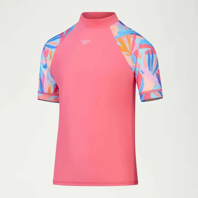 Speedo Girl's Printed Short Sleeve UV Protection Sun Top Φούξια 81173116773 (Speedo)