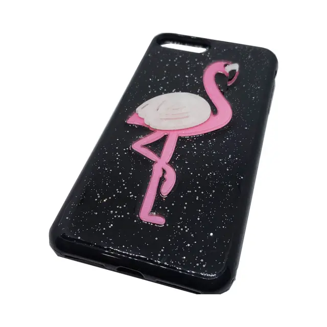 Θήκη Σιλικόνης Futeral Case Flamingos Για Apple iPhone 7 Plus / 8 Plus Μαύρη Ροζ 2