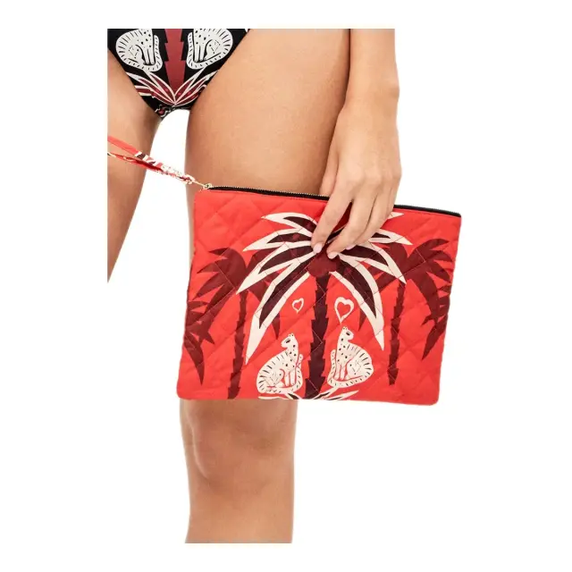 Gisela Γυναικείο Νεσεσέρ Παραλίας με Φερμουάρ Tropical Print, Χρώμα Πολύχρωμο - ONESIZE