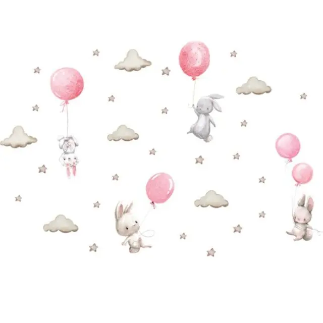 Sipo Wall Sticker Bunny Balloons Pink 3