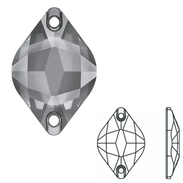 Swarovski 3211 Lemon Sew-on Stone Crystal Silver Night 14x9mm - 2τεμ