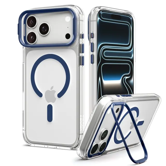 Spigen Ultra Hybrid Optik S MagSafe, clear deep blue - iPhone 18 Pro/17 Pro