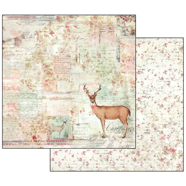 Χαρτί Scrapbooking Stamperia Διπλής Όψης - Sweet Christmas Moose - 31x30cm