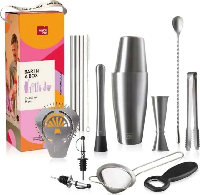 Vacu Vin Σετ Εργαλεία Κοκτέιλ Ανοξείδωτα Bar in a Box 700ml 500ml 60ml 30ml Inox