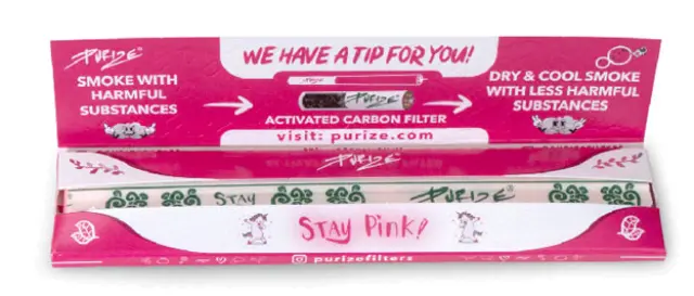Purize Χαρτάκια Pink - King Size Slim 32+10φ. 2