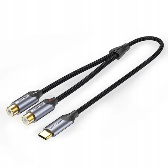VENTION Type-C Male to 2RCA Female Cable 0.5M Gray Aluminum Alloy Type (BGVHD) (VENBGVHD)