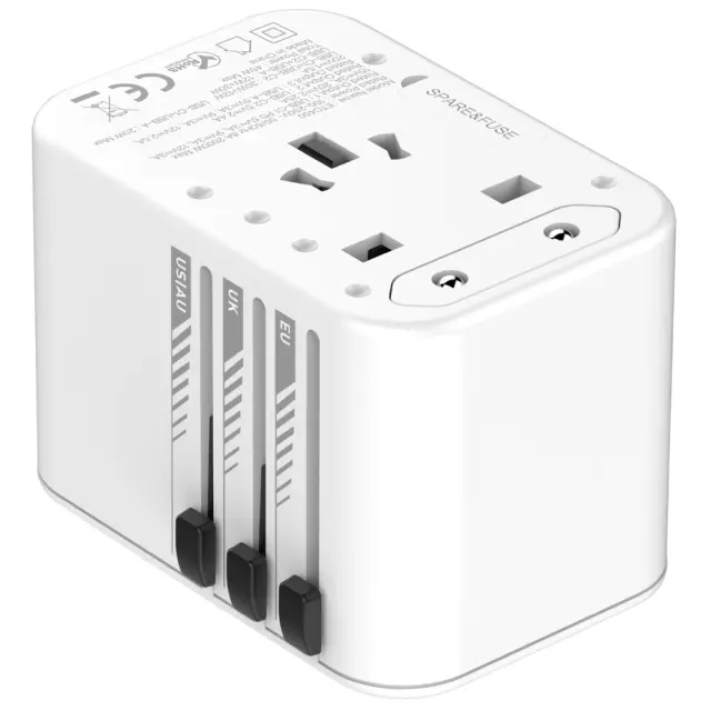 Παγκόσμιος Φορτιστής Ταξιδίου Energizer ETC450 US/AU UK EU με 1xUSB-A 30W και 2xUSB-C 45W/12W GaN Λευκός 3