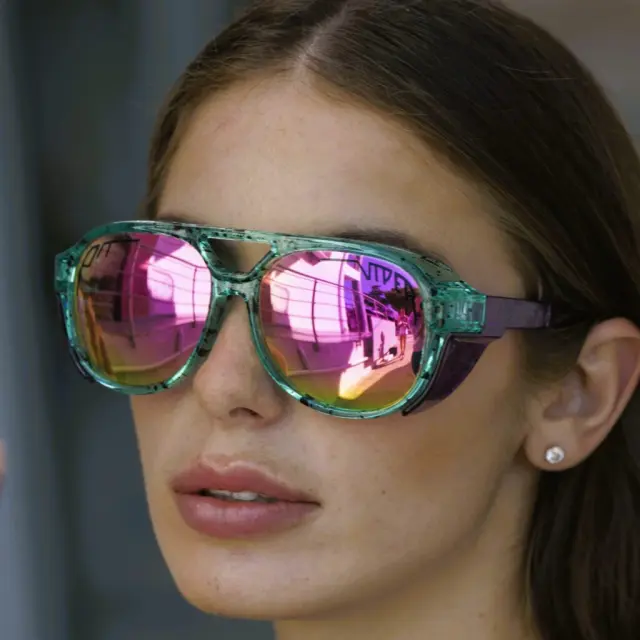 Ghetto Viper Pit G Sport Round Sunglasses Purple/Green MultiColor Frame 3