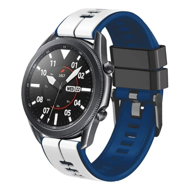 Dual Colour Λουράκι για Smartwatch 22mm-White/Dark Blue OEM