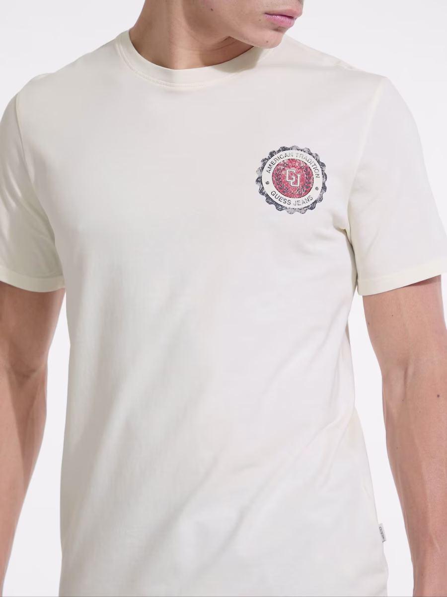 Guess Ανδρικό Μπέζ T-Shirt Με Λογότυπο Πίσω Μπεζ 3