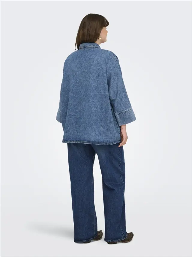 Γυναικείο Denim Πουκάμισο με 3/4 Μανίκια, Plus Size, CARGRACE 3/4 DNM SHIRT, Only- Carmakoma - 44 3
