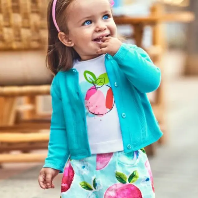 Baby 6 μηνών έως 4 ετών Σετ βερμούδα σταμπωτή τυρκουάζ 2