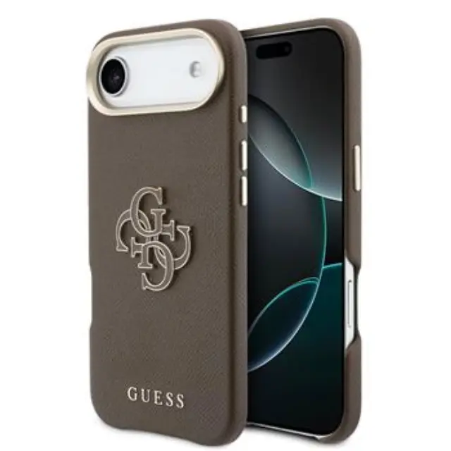 Guess PU Grained 4G Resin Metal Logo Case for iPhone Air Brown
