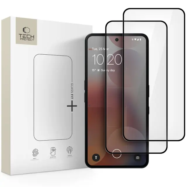 Tech-protect Glass Fit+ 2-pack Nothing Phone 3a / 3a Pro / 4a / 4a Pro / CMF Phone 2 Pro Black