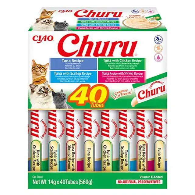 INABA Churu Variety box Tuna with seafood - cat treats - 40 x 14g