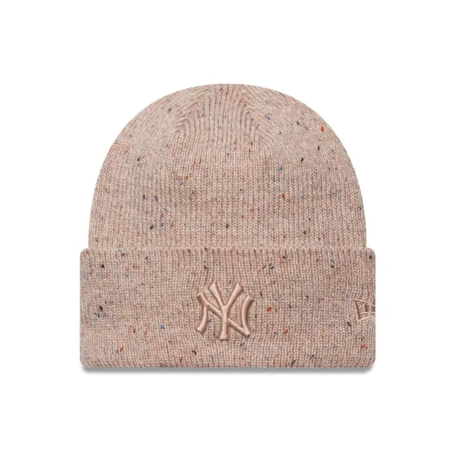 New Era New York Yankees Womens MLB Cuff Knit Beanie Hat Γυναικείος Σκούφος Acrylic/Nylon/Cotton/Wool - Glitter Pastel Pink 60691293