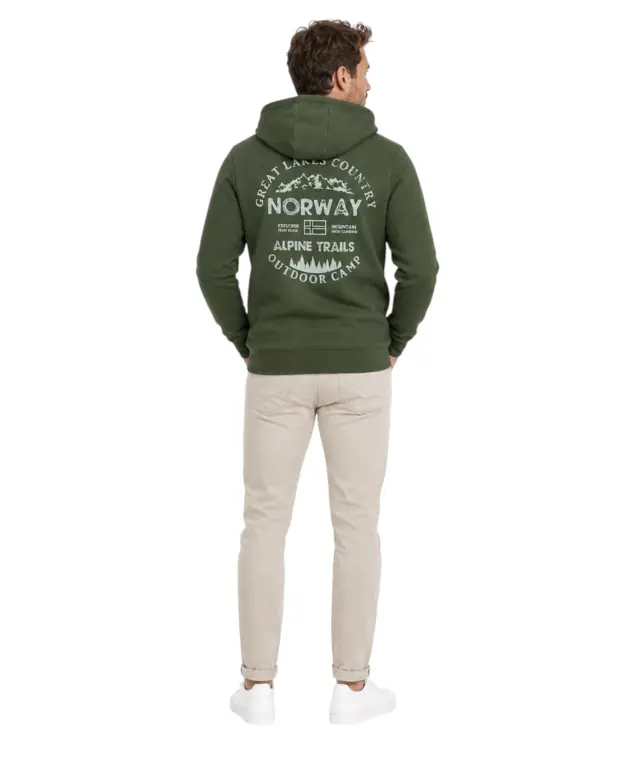 Norway Nautical School - Ανδρική Ζακέτα Φούτερ με Κουκούλα 859462-ARMY Πράσινο 3