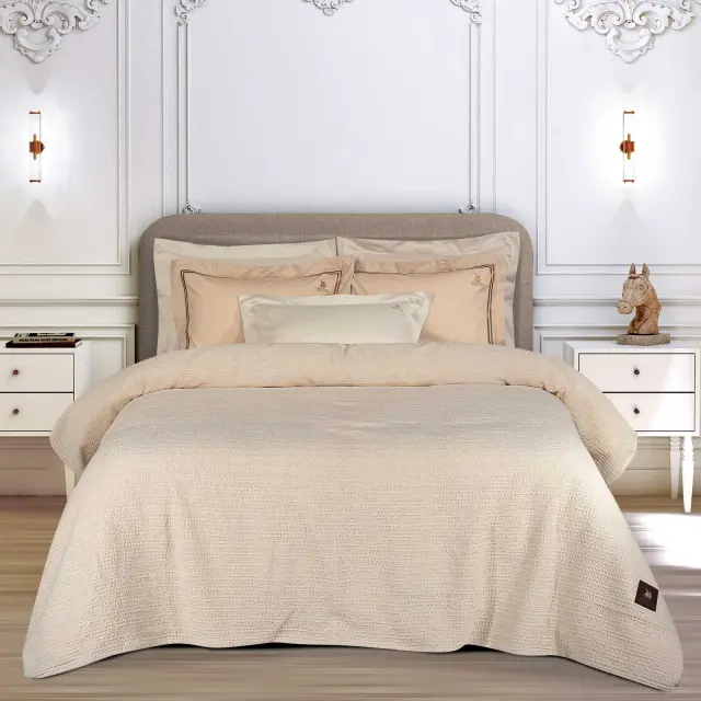 Κουβέρτα King 240x260 Πικέ Essential Greenwich Polo Club 4456 Ecru 100% βαμβακερό