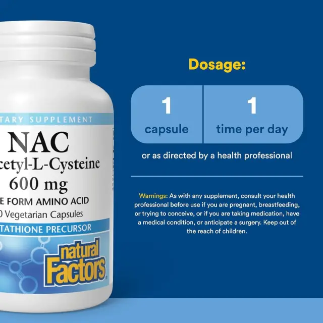Natural Factors N-Acetyl-L-Cysteine Amino Acid (NAC) 600 mg 180 Veg Capsules 3