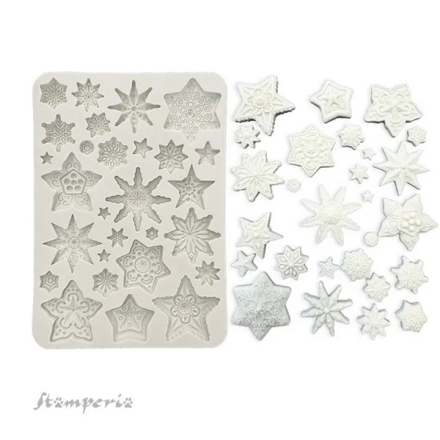 Καλούπι σιλικόνης A5, 15×21cm, Stamperia, Gear up for Christmas, Stars