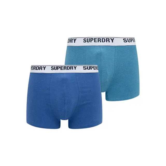 Superdry Ανδρικό Boxer Μακρύ Organic Cotton - Διπλό Πακέτο, Χρώμα Mazarine-Electric