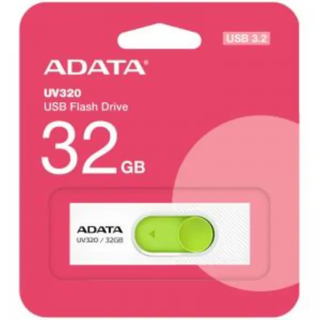 Adata UV320 USB flash drive 32 GB USB Type-A 3.2 Gen 1 (3.1 Gen 1) Green White (AUV320-32G-RWHGN) (ADAAUV320-32G-RWHGN) 3