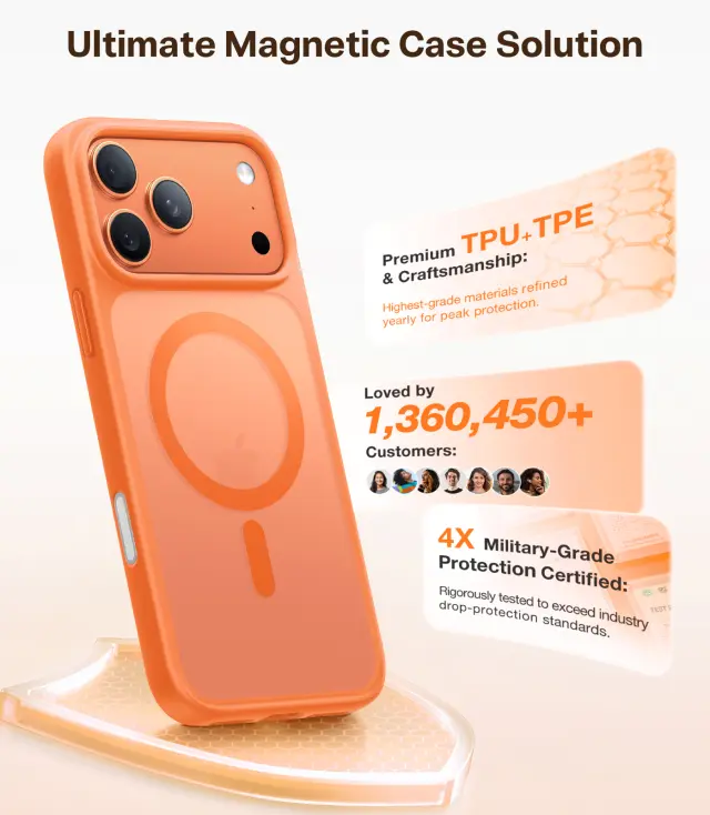 Torras Guardian Magnetic, energy orange - iPhone 17 Pro 2